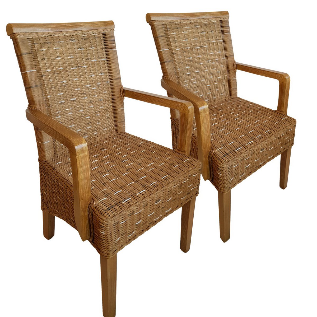 Eetkamerstoelen Met Armleuningen Rattan Capuccino 2 Stuks