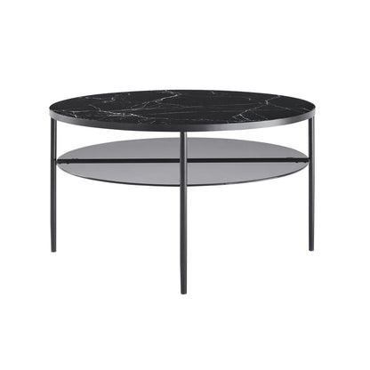 Salontafel rond Ø 81 cm zwart metaal glas