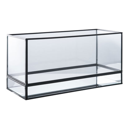 Kaarsenhouder 30x12x15 cm zwart glas metaal