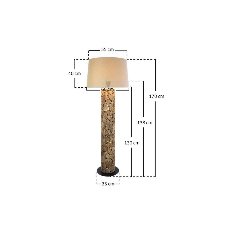 Vloerlamp drijfhout 170 cm naturel wit