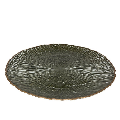 Green service plate with 33 cm gilt rim