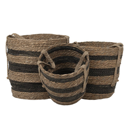 Opbergmand set van 3 Ø 33x33 cm bruin zeegras