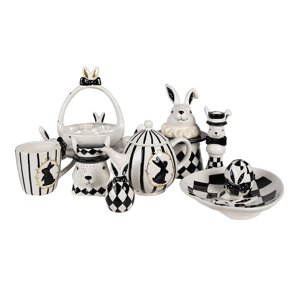 Eggshell Ø 16x19 cm White Black Ceramic