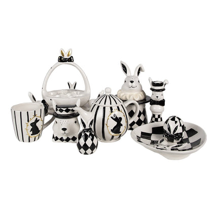 Eggshell Ø 16x19 cm White Black Ceramic