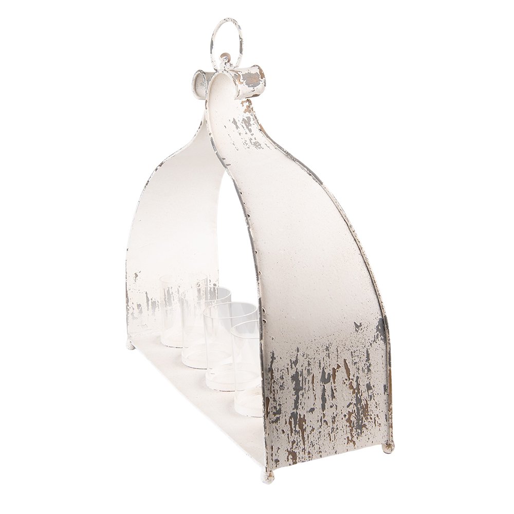 Theelichthouder 53x16x50 cm beige metaal glas