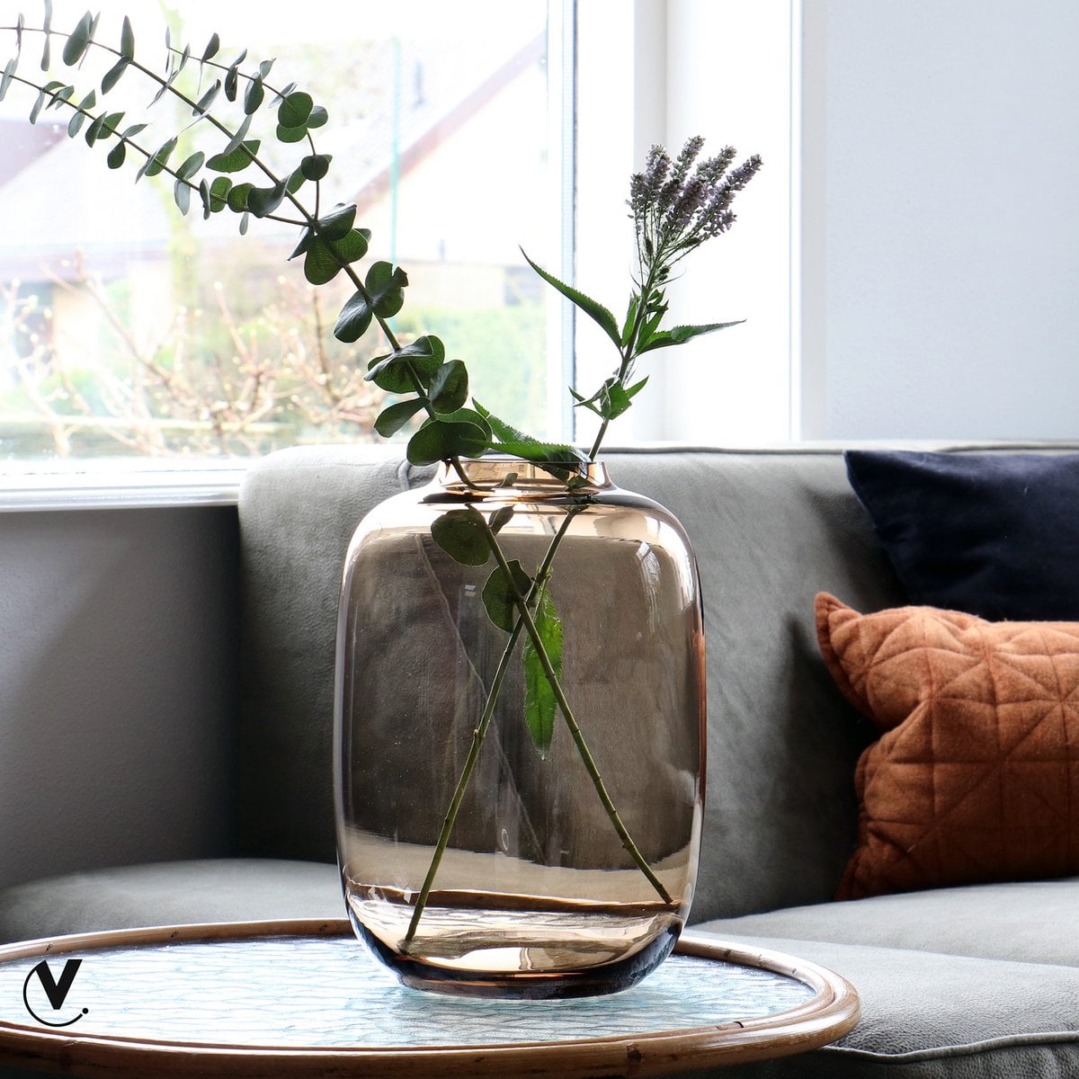 Vaas Artic taupe glas Ø17-25 cm