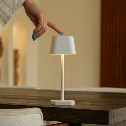Tafellamp Ava wit 12x30 cm dimbaar oplaadbaar