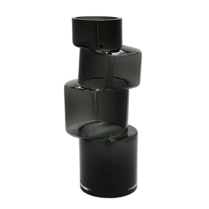 Vaas 13x35 cm grijs glas