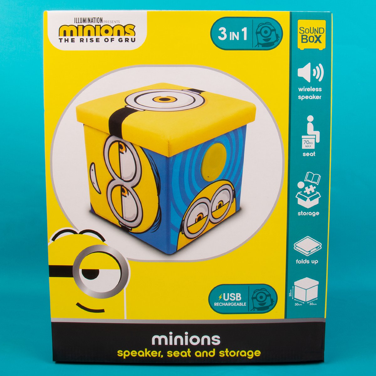 Minions klankkast met opbergruimte en speaker geel