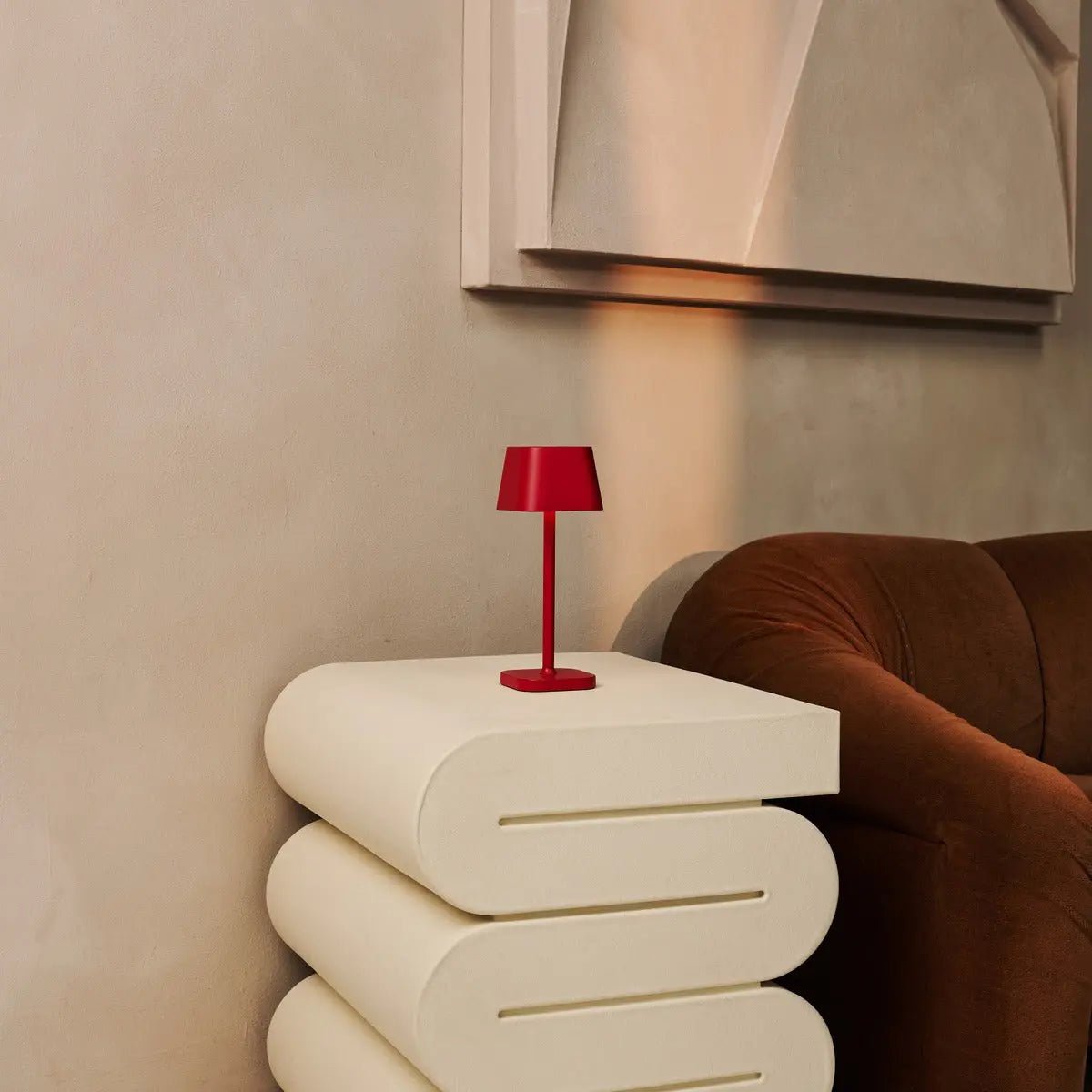 Tafellamp rood Ø12x30 cm oplaadbaar dimbaar IP54