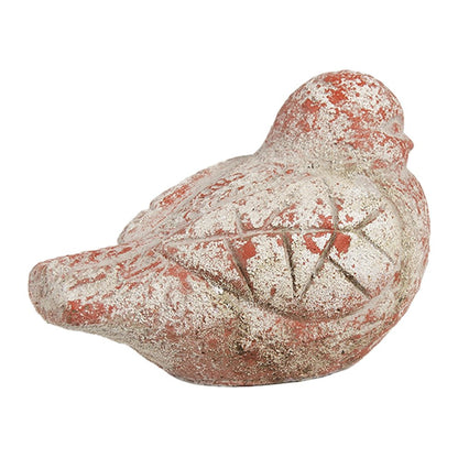 Vogelbeeld 14x9x10 cm steen grijs rood