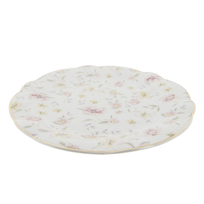 Dinner plate Ø 26 cm White Pink Porcelain Flowers