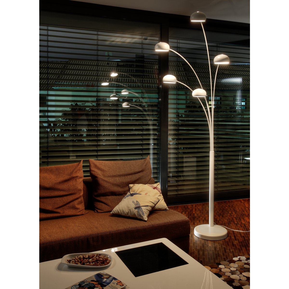 Vloerlamp 205 cm wit marmer metaal