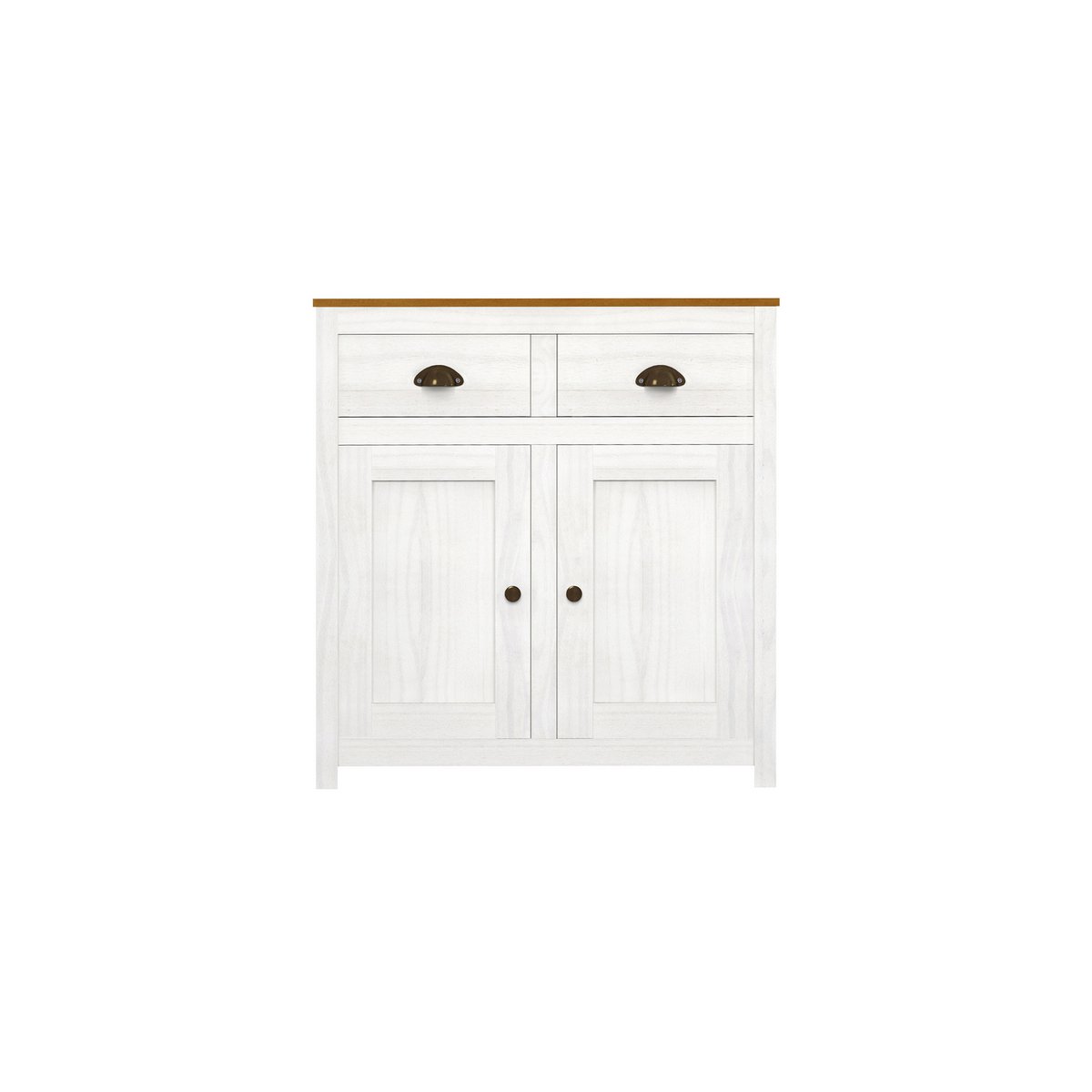 Dressoir massief dennenhout wit 86x45x90 cm