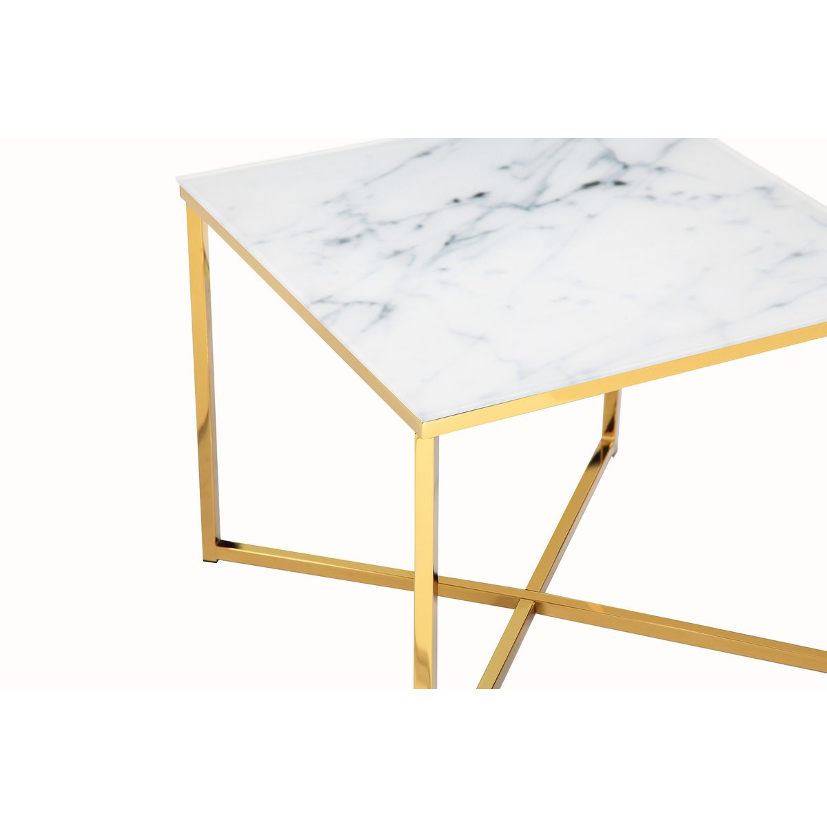 Bijzettafel 50x50x42 cm goud marmerlook