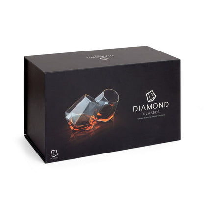 Whiskey glazen diamantvormig set van 2 borosilicaatglas