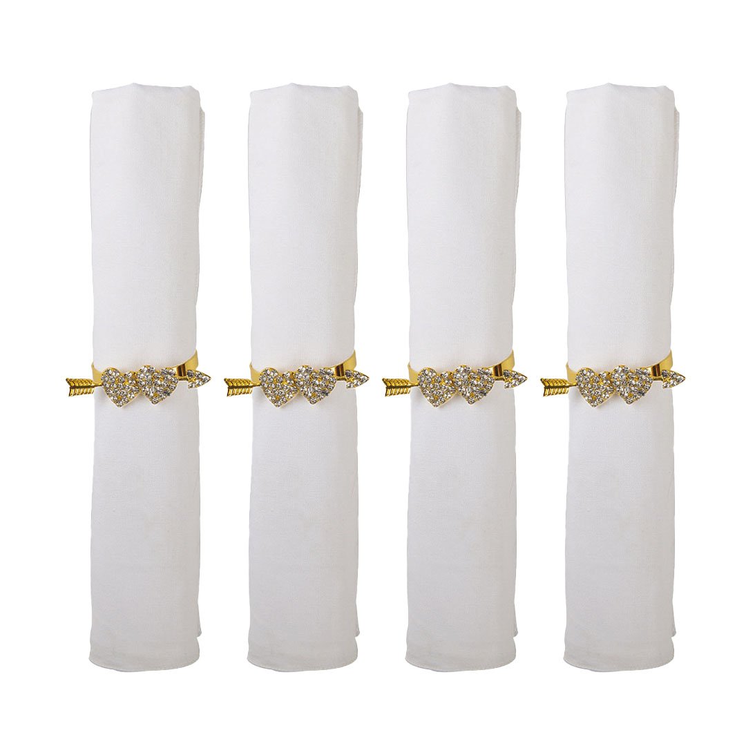 Handdoekringen goud metaal set 4