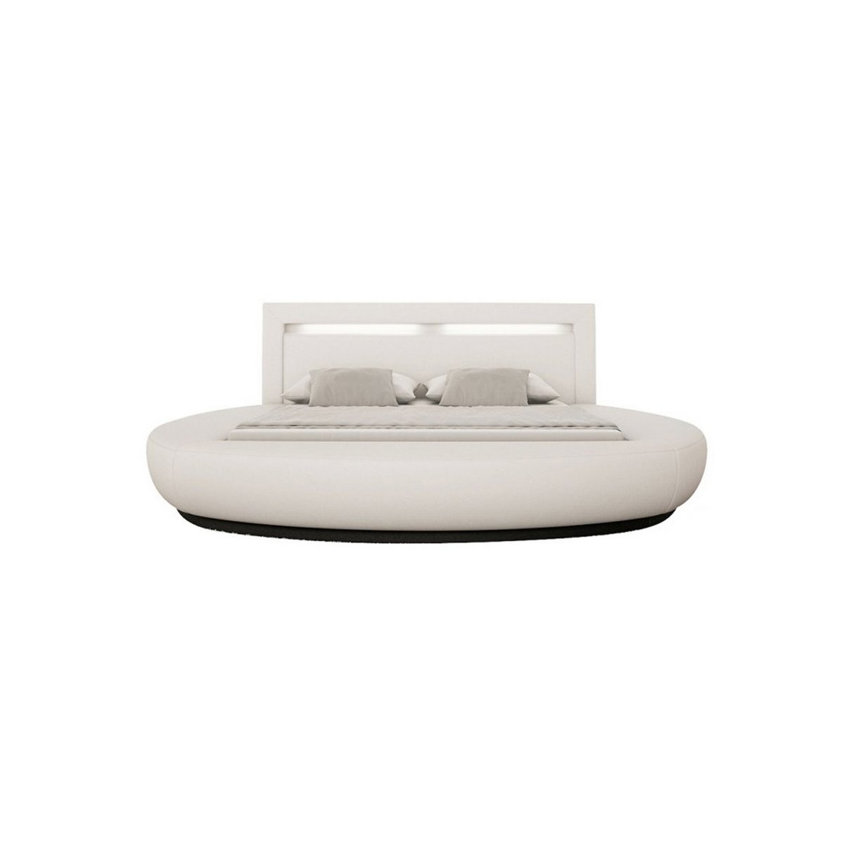 Rond bed 140x200 cm LED wit kunstleer