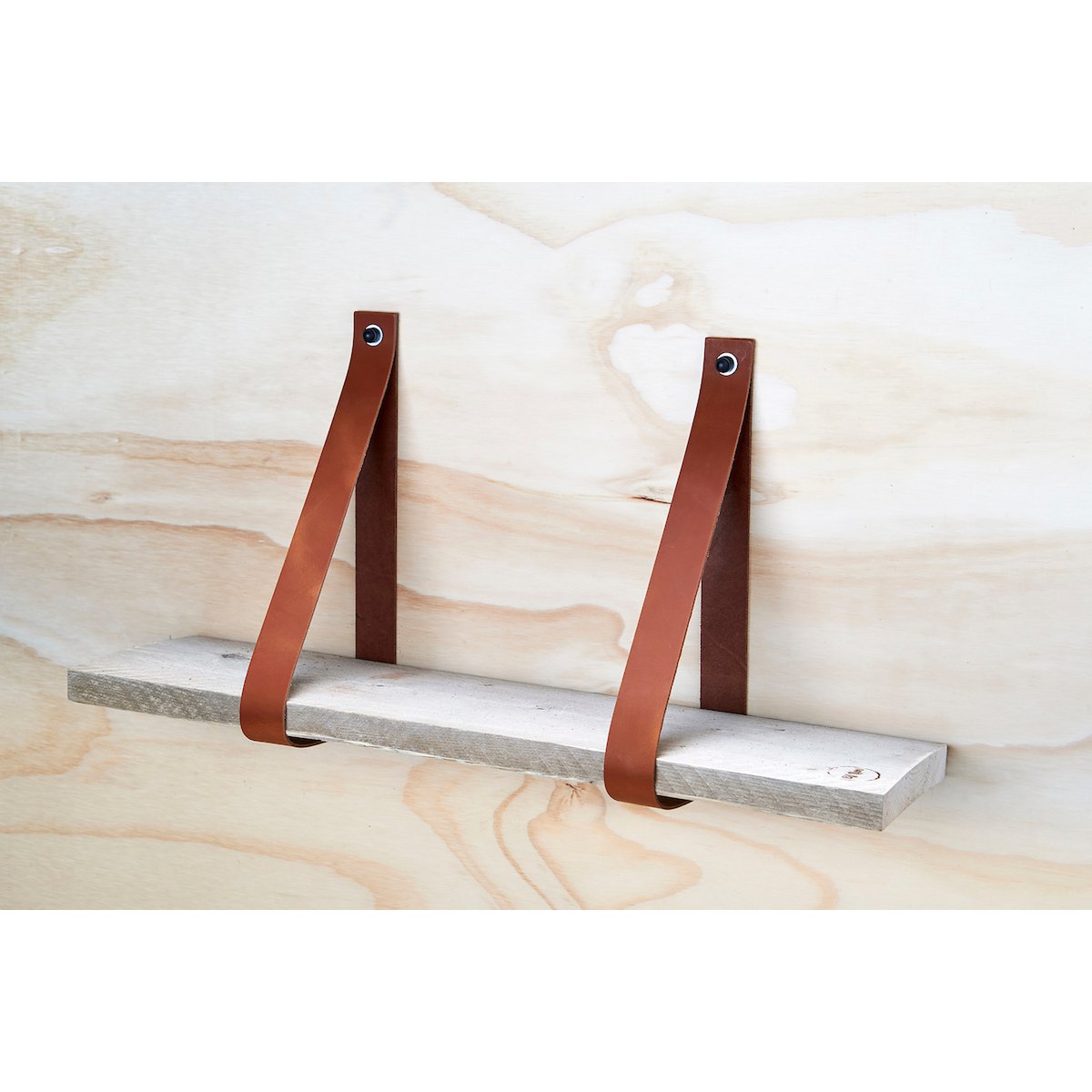 Leren plankdragers set van 2 cognac