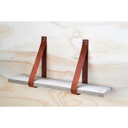 Leren plankdragers set van 2 cognac