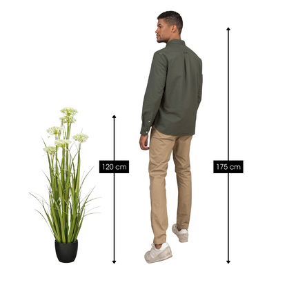 Kunstplant siergras 120 cm groen wit