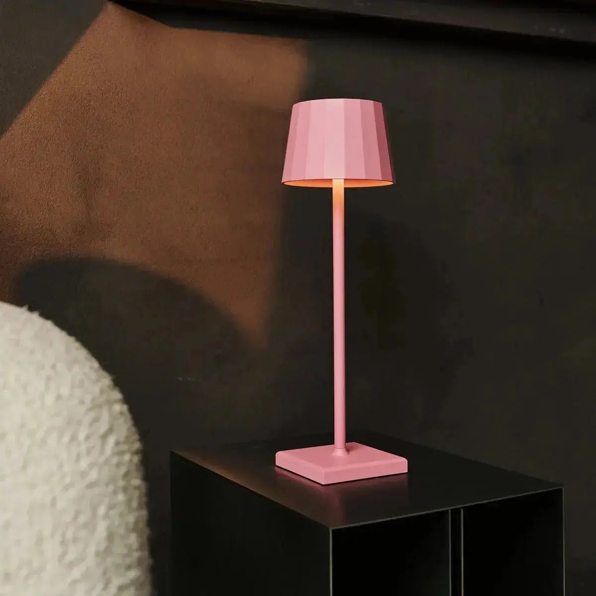 Tafellamp roze oplaadbaar metaal 38 cm