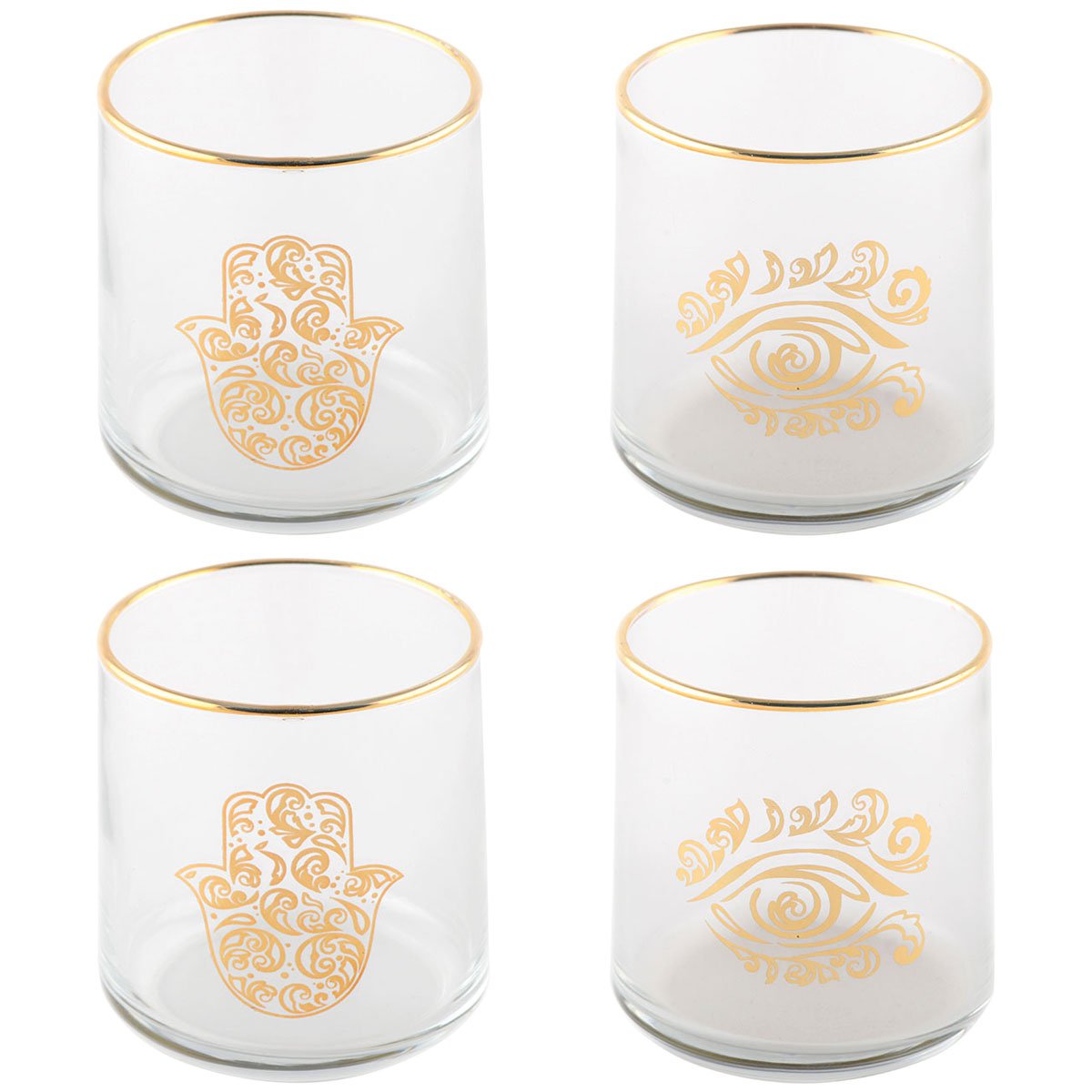 Waterglazen set van 4 wit goud 7x7x8 cm
