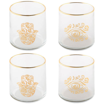 Waterglazen set van 4 wit goud 7x7x8 cm