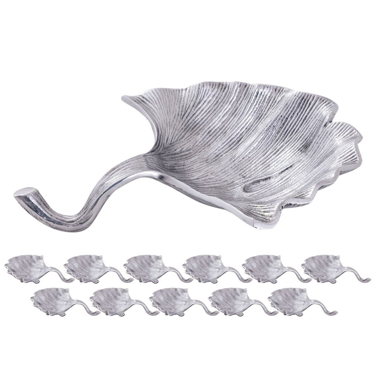 Decoratieve Ginkgo Bladschaal Aluminium 12 Delig Groot