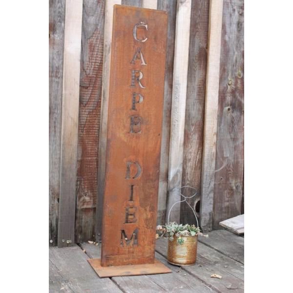 Decoratief metalen bord Carpe Diem roest patina