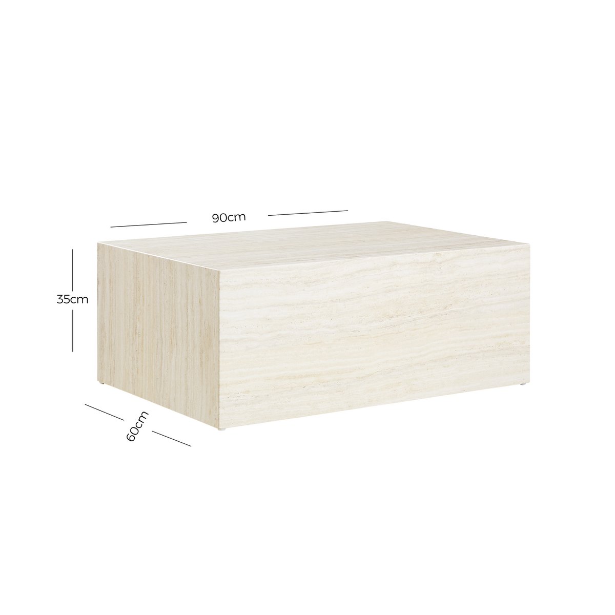 Salontafel travertin 90x60x35 cm beige