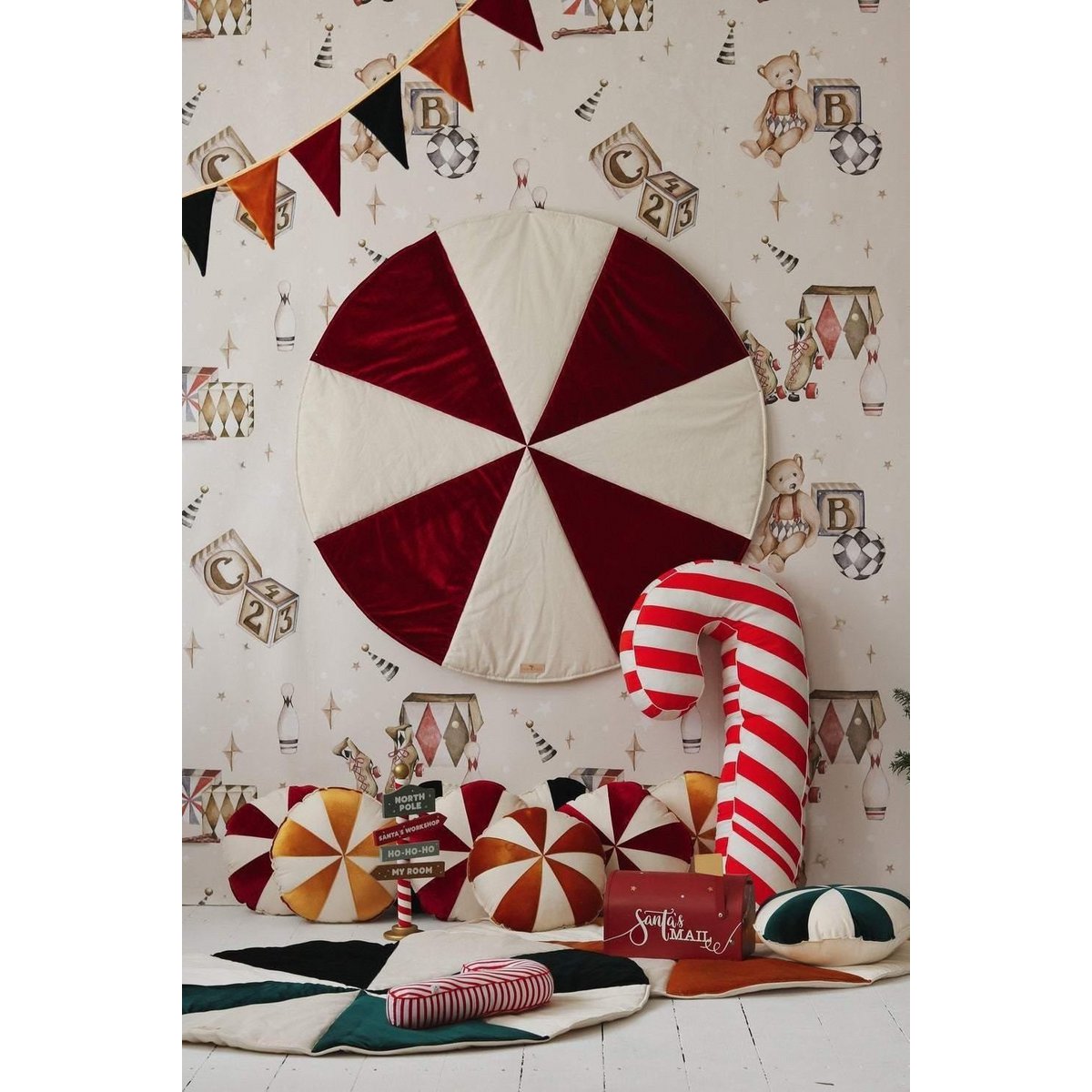 "Red Candy" Kerst Ronde Patchwork Mat