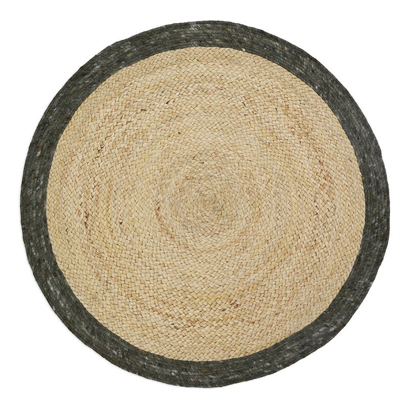 Vloerkleed jute wol 140 cm olijfgroen