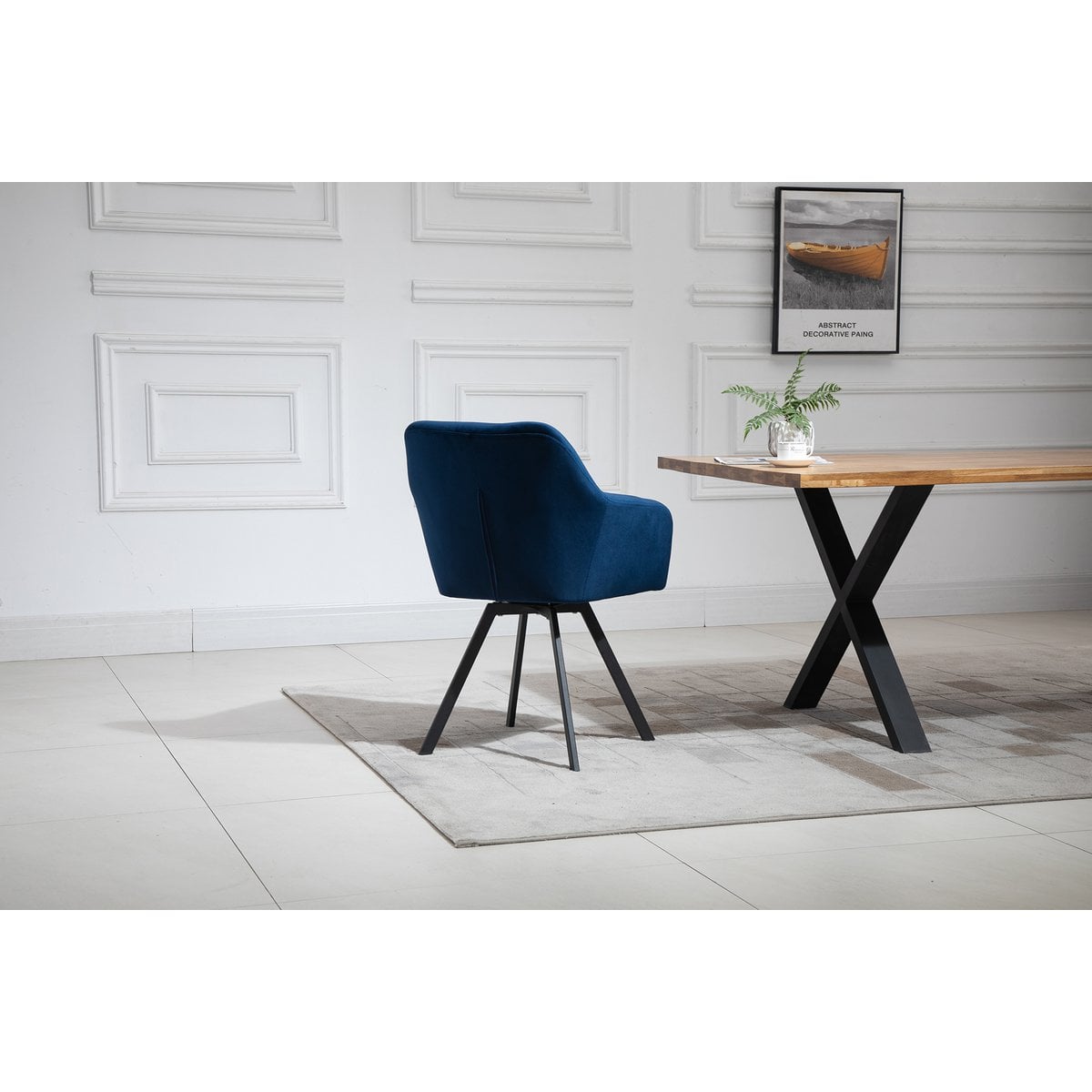 Fauteuil draaibaar blauw fluweel 61x62x85 cm