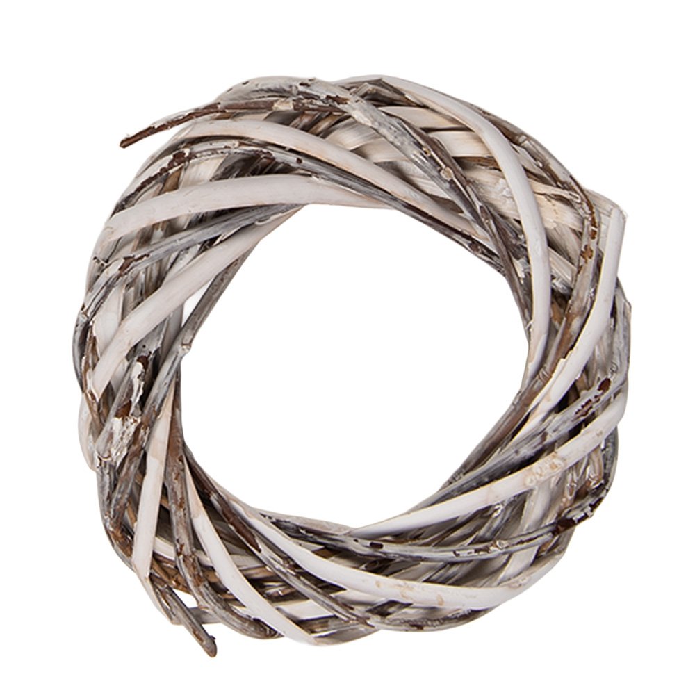 Krans Ø 10x2 cm Wit Rotan