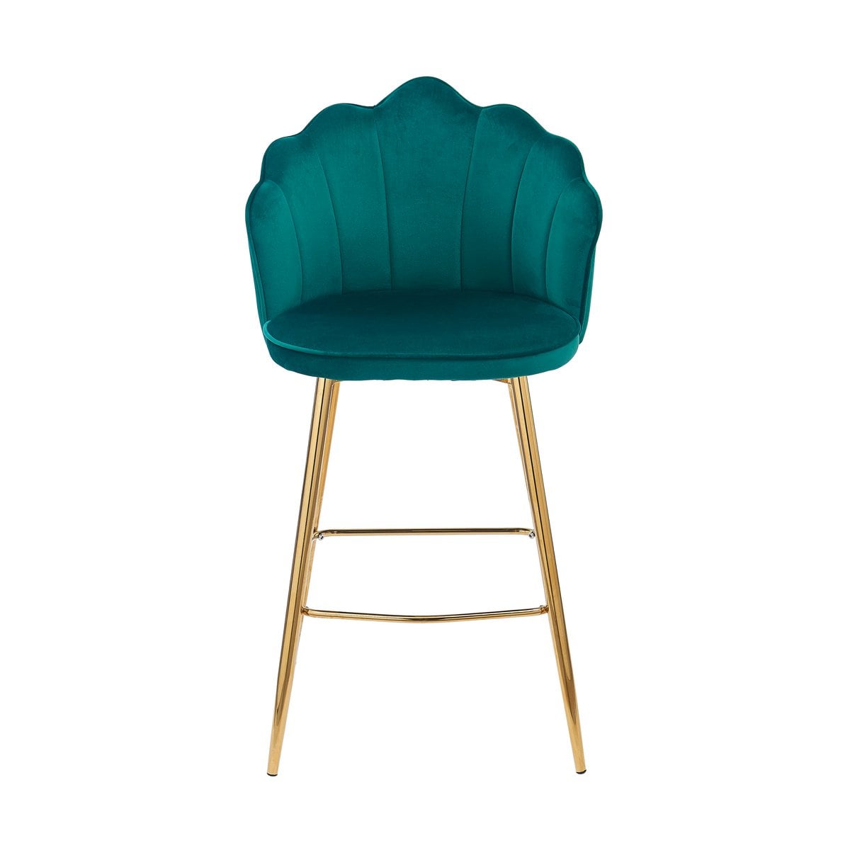 Barkruk Shell Design fluweel groen set van 2