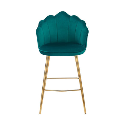 Barkruk Shell Design fluweel groen set van 2