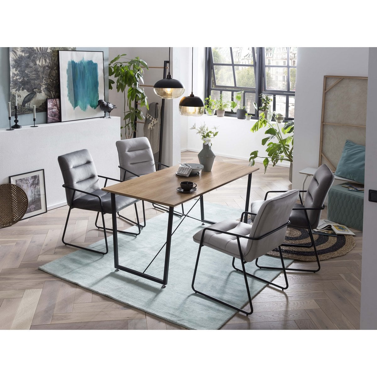 Eettafel 140x70x73 cm MDF acacia-look metaal zwart bruin