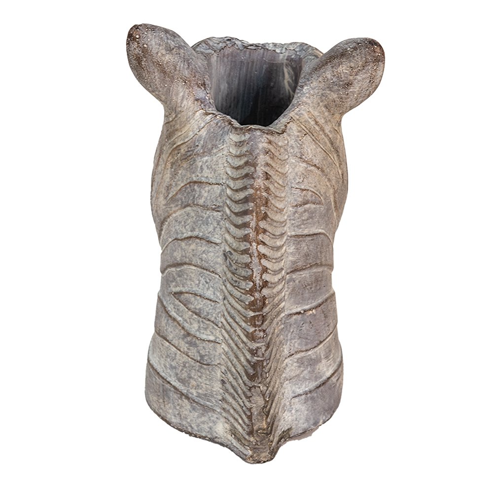 Flowerpot Zebra 16x10x15 cm Grey Stone Indoor Flowerpot