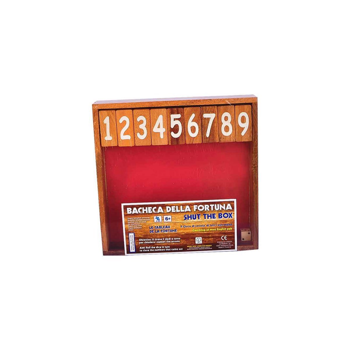 Bordspel Shut the Box 24x24x4 cm groen