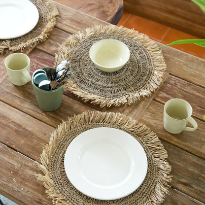Placemat raffia rond 35 cm set van 2 4 of 6