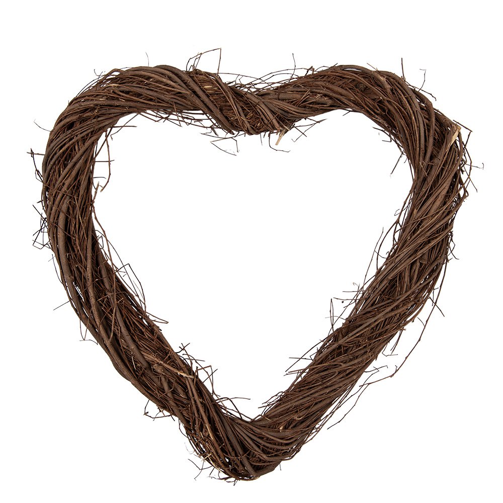 Krans hartvorm 40x40x4 cm bruin rotan