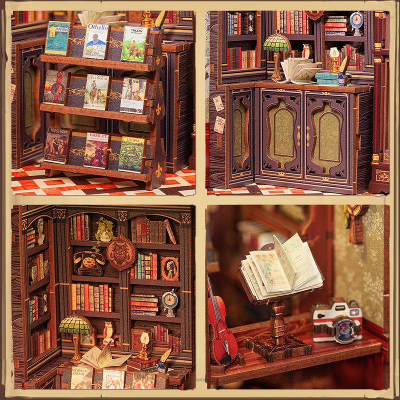 3D Booknook Owl Bookstore 11,5x10x17 cm hout