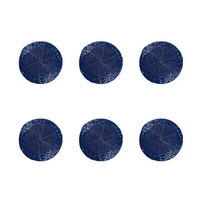 Onderzetters set van 6 blauw plastic 10x10x1 cm