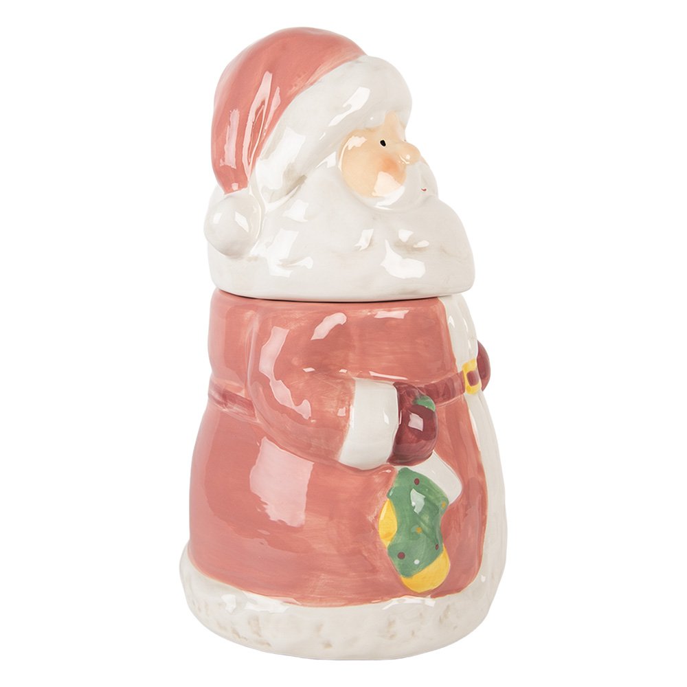 Voorraadpot Kerstman Ø15x26 cm roze keramiek