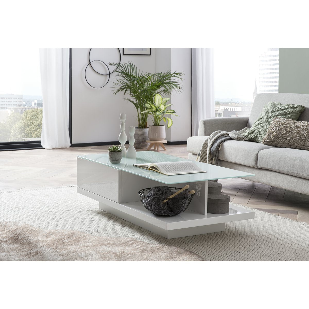 Salontafel 120x60x36 cm hoogglans wit