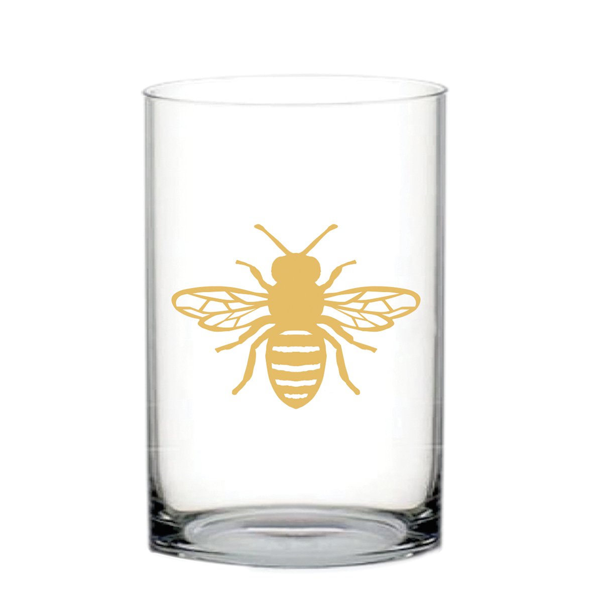 Vaas 10x10x17 cm glas transparant bijenpatroon
