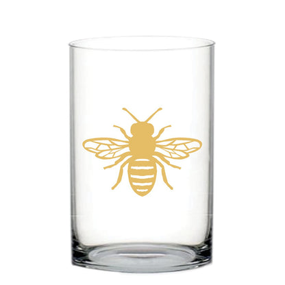 Vaas 10x10x17 cm glas transparant bijenpatroon