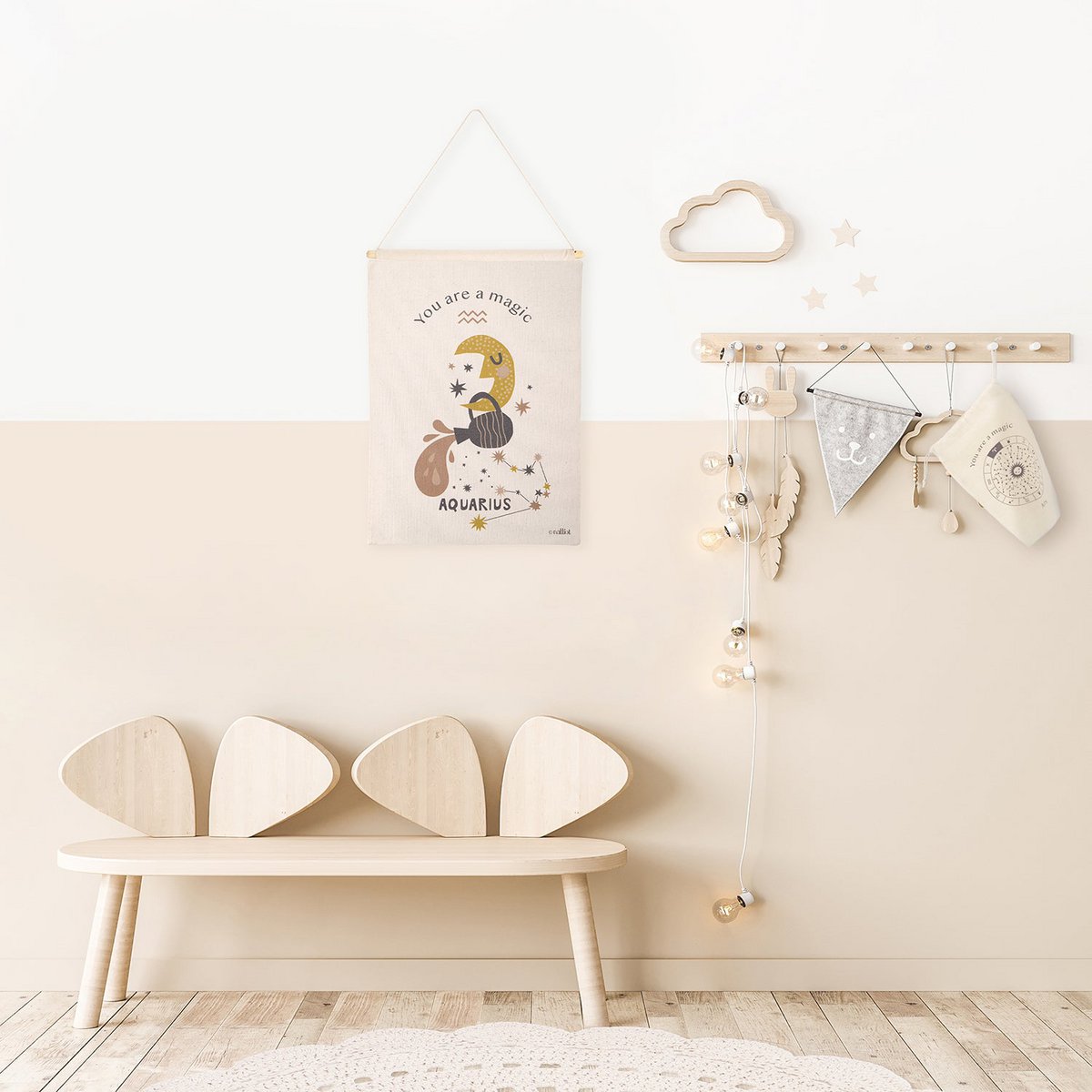 Wanddecoratie kinderkamer Waterman 40x50 cm katoen