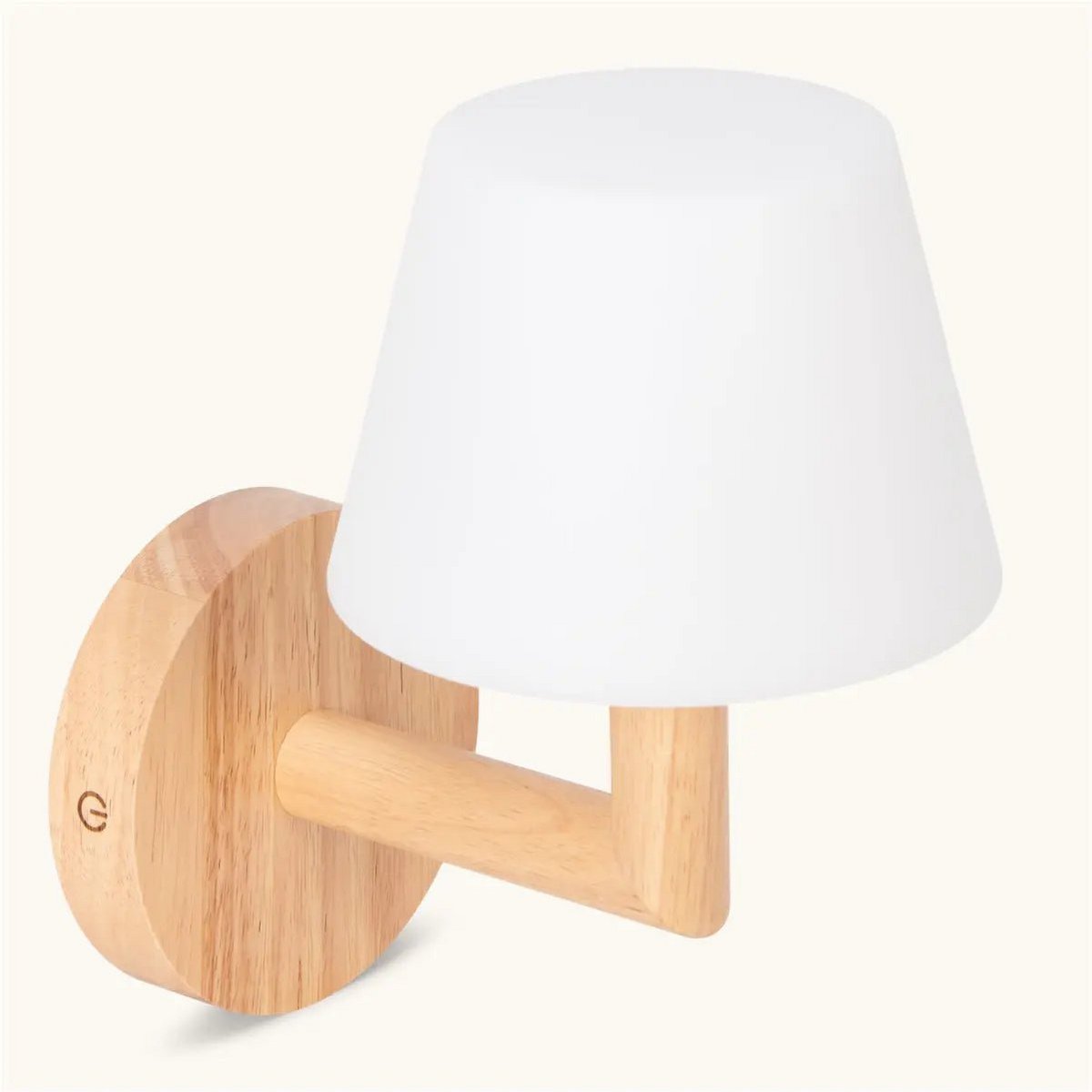 Wandlamp oplaadbaar rubberwood lichtbruin dimbaar